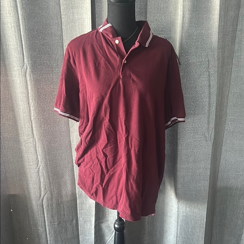 American Eagle Red Polo Shirt with Sporty White Trim